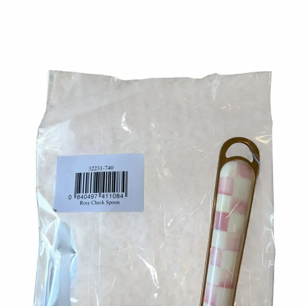MacKenzie-Childs Rosy Check Spoon 12in Pink & White Coquette Kitchen NEW